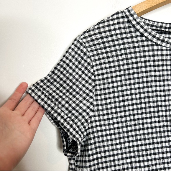 Ann Taylor LOFT Classic Black White Plaid Babydoll Mini Dress Petite Small‎ - Picture 5 of 8